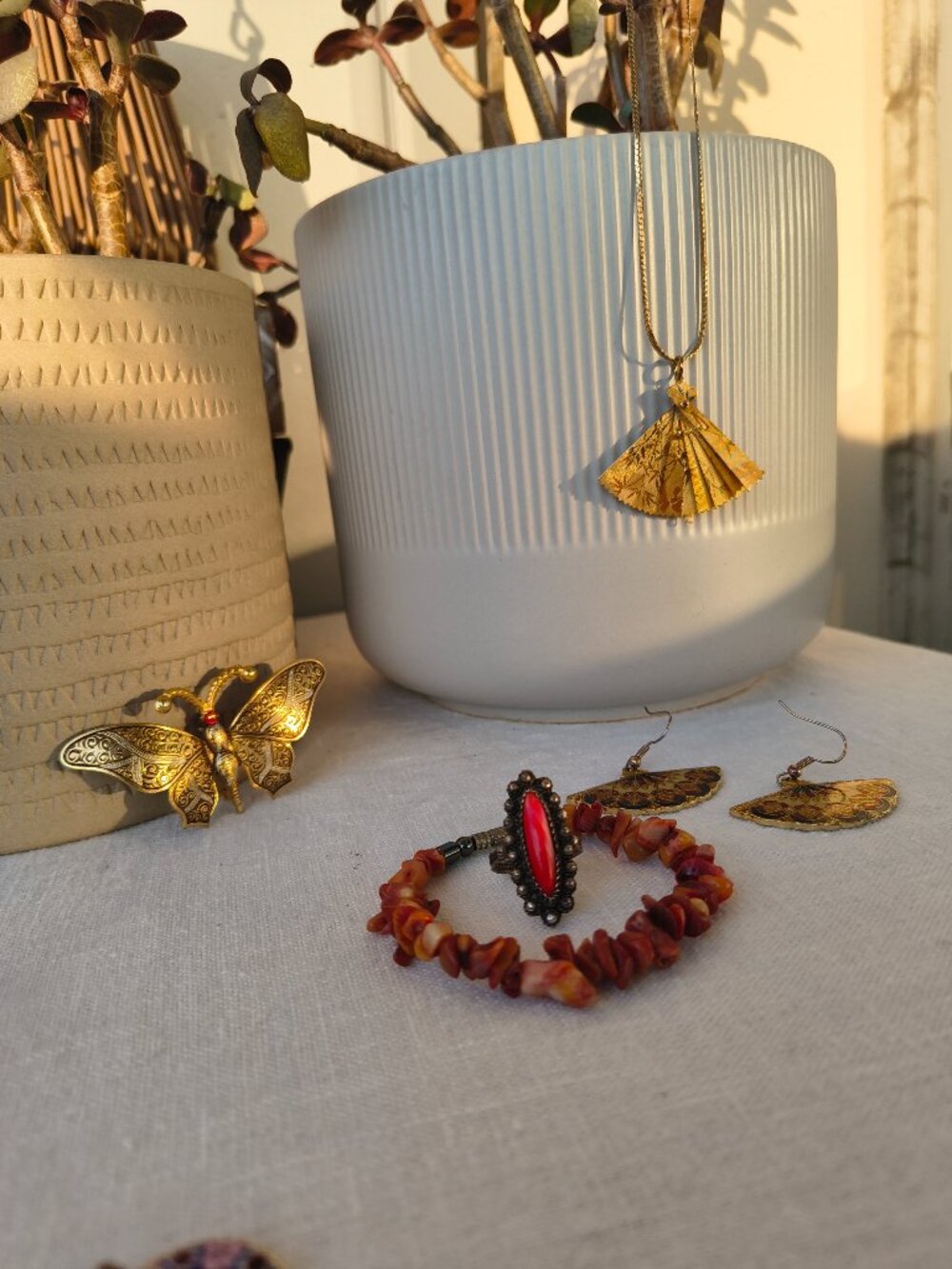 ✨ Authentic Vintage ✨ Red Marquise Stone Ring Silver-Tone Filigree Beaded Boho - Picture 6 of 10